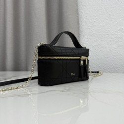 Mirror Quality Replica Dior Trianon Soft Vanity Mini Chain handbag S4613 black Clone