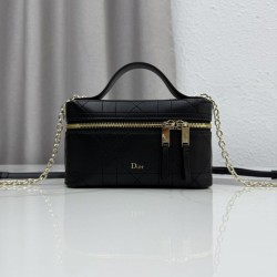 Mirror Quality Replica Dior Trianon Soft Vanity Mini Chain handbag S4613 black Clone