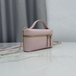Mirror Quality Replica Dior Trianon Soft Vanity Mini Chain handbag S4613 pink Clone