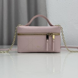 Mirror Quality Replica Dior Trianon Soft Vanity Mini Chain handbag S4613 pink Clone