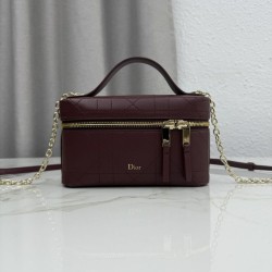 Mirror Quality Replica Dior Trianon Soft Vanity Mini Chain handbag S4613 burgundy Clone