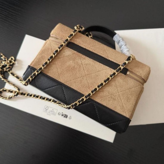 Mirror Quality Replica Chanel 26P Travel Bag with Chain Brown Suede Clone