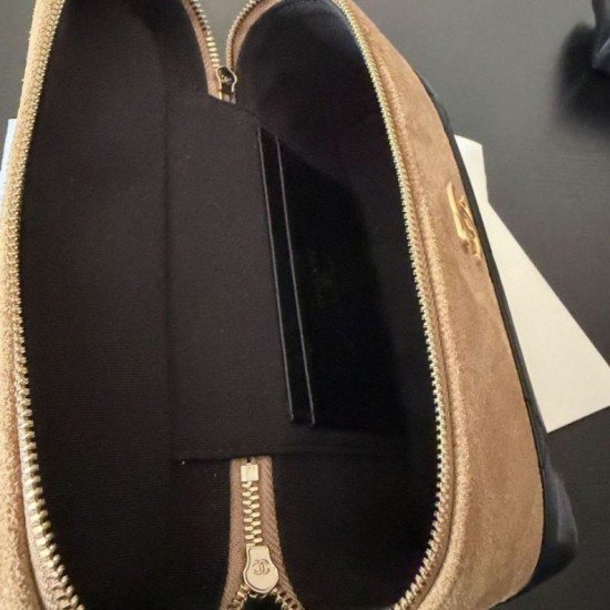 Mirror Quality Replica Chanel 26P Travel Bag with Chain Brown Suede Clone