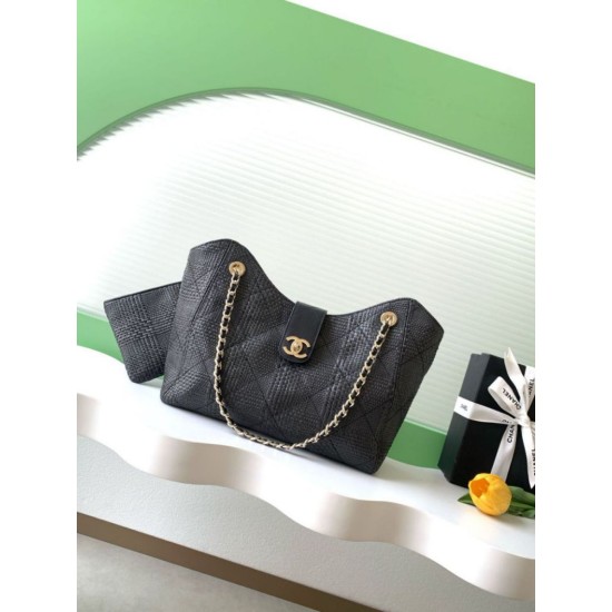 Mirror Quality Replica Chanel 2026 Woven Raffia Tote Bag AS6090 Apricot Clone