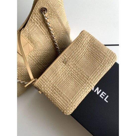 Mirror Quality Replica Chanel 2026 Woven Raffia Tote Bag AS6090 Black Clone