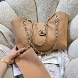 Luxury Replica Chanel Small/Large Shopping Bag AS6095/AS6090 with Clutch Brown Knockoff Mirror Quality Replica Chanel Small/Large Shopping Bag AS6095/AS6090 with Clutch Brown Clone