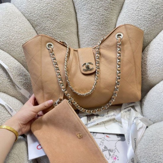 Mirror Quality Replica Chanel Small/Large Shopping Bag AS6095/AS6090 with Clutch Brown Clone