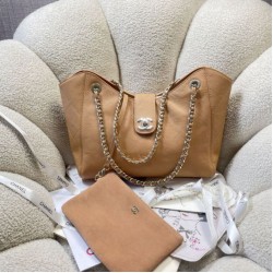 Mirror Quality Replica Chanel Small/Large Shopping Bag AS6095/AS6090 with Clutch Brown Clone