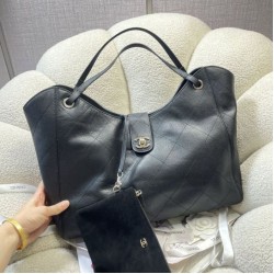 Mirror Quality Replica Chanel Small/Large Shopping Bag AS6095/AS6090 with Clutch Black Clone