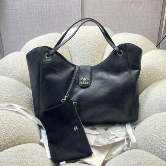 Mirror Quality Replica Chanel Small/Large Shopping Bag AS6095/AS6090 with Clutch Black Clone