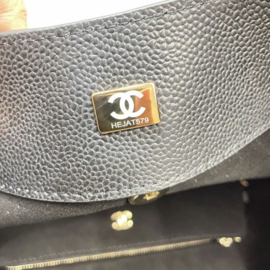 Mirror Quality Replica Chanel Small/Large Shopping Bag AS6095/AS6090 with Clutch Black Clone