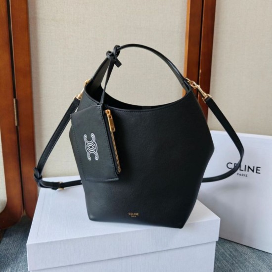 Mirror Quality Replica Celine Small Teen Hobo Shoulder Bag with Coin Purse Black Clone