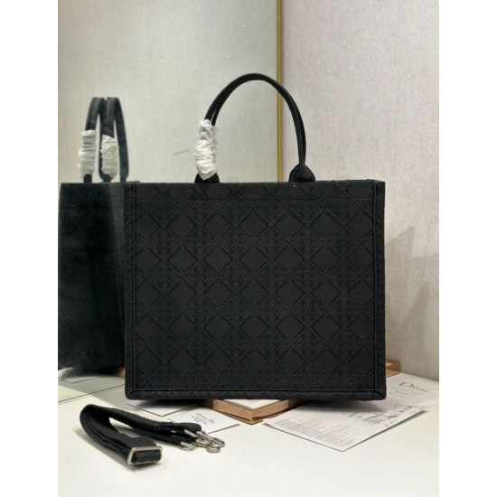 Mirror Quality Replica Dior Medium Book Tote Bag with Bee Strap Black Clone