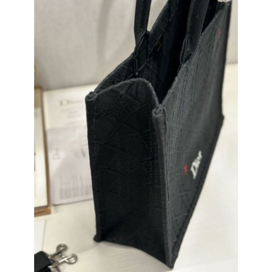 Mirror Quality Replica Dior Medium Book Tote Bag with Bee Strap Black Clone