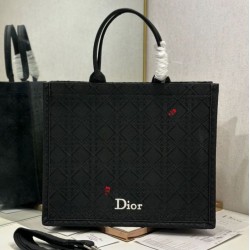 Mirror Quality Replica Dior Medium Book Tote Bag with Bee Strap Black Clone