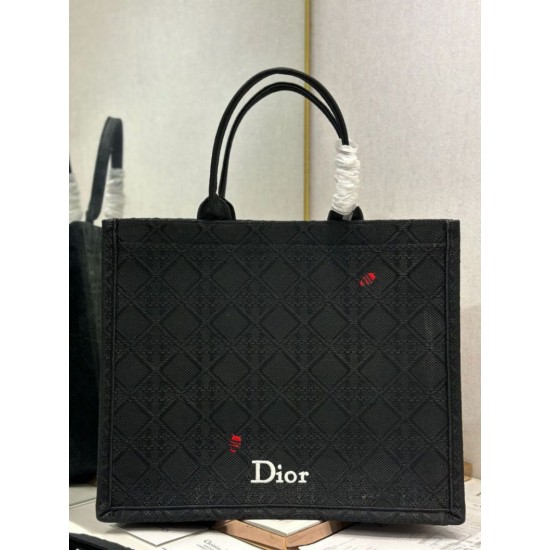 Mirror Quality Replica Dior Medium Book Tote Bag with Bee Strap Black Clone