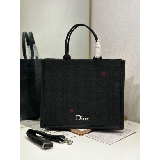 Mirror Quality Replica Dior Medium Book Tote Bag with Bee Strap Black Clone
