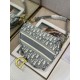 Mirror Quality Replica Dior Saddle Oblique Embroidered Shoulder Bag Gray Clone