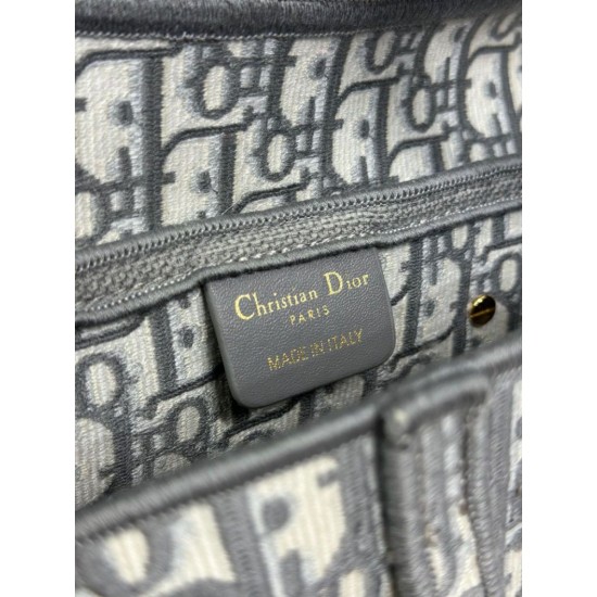 Mirror Quality Replica Dior Saddle Oblique Embroidered Shoulder Bag Gray Clone