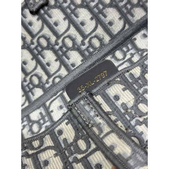 Mirror Quality Replica Dior Saddle Oblique Embroidered Shoulder Bag Gray Clone