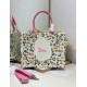 Mirror Quality Replica Dior Multicolored Book Tote Bag with Daisy Garden Embroidery and Pink Handle Clone