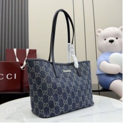 Mirror Quality Replica Gucci Small Tribeca Tote Bag 875236 Blue Denim GG Clone