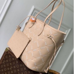 Mirror Quality Replica Louis Vuitton Neverfull MM Embroidered Tote Bag M29486 Brown Clone