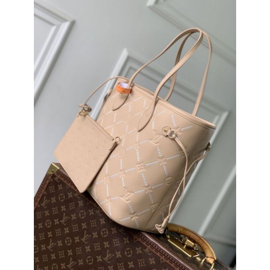 Mirror Quality Replica Louis Vuitton Neverfull MM Embroidered Tote Bag M29486 Brown Clone