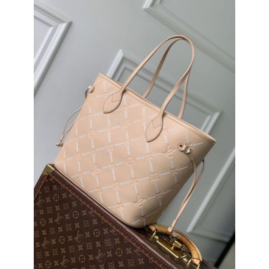 Mirror Quality Replica Louis Vuitton Neverfull MM Embroidered Tote Bag M29486 Brown Clone