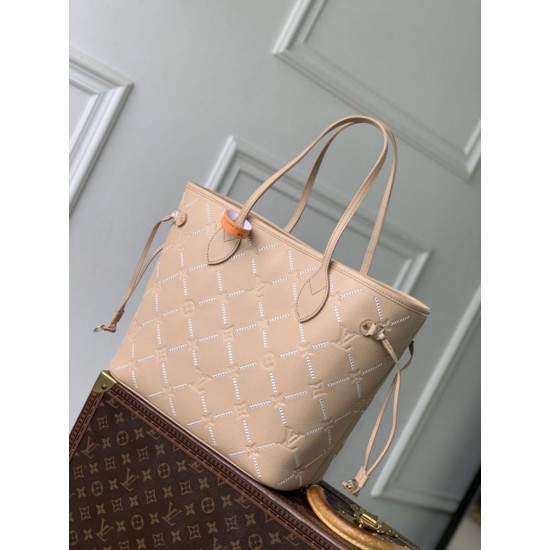 Mirror Quality Replica Louis Vuitton Neverfull MM Embroidered Tote Bag M29486 Brown Clone