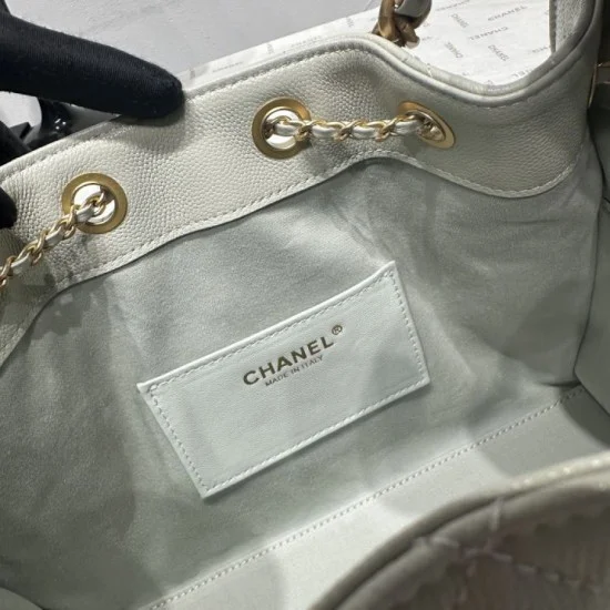 Mirror Quality Replica Chanel Hobo Drawstring Bucket Bag AS5293 White and Green Clone