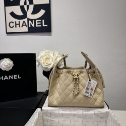 Mirror Quality Replica Chanel Hobo Drawstring Bucket Bag AS5293 Beige Clone