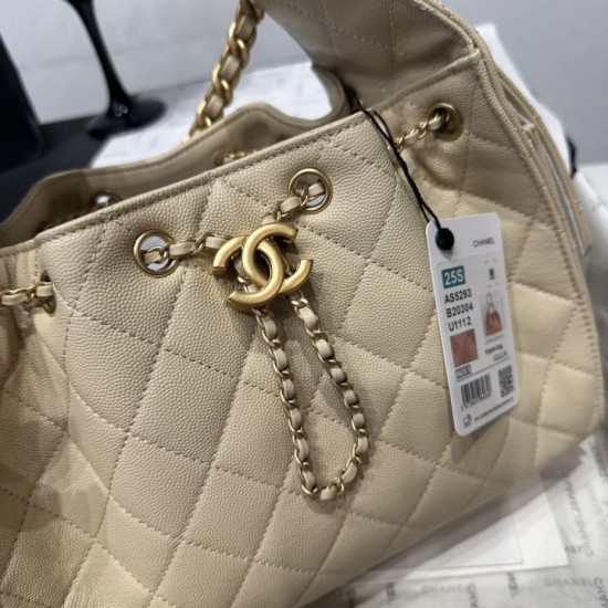 Mirror Quality Replica Chanel Hobo Drawstring Bucket Bag AS5293 Beige Clone