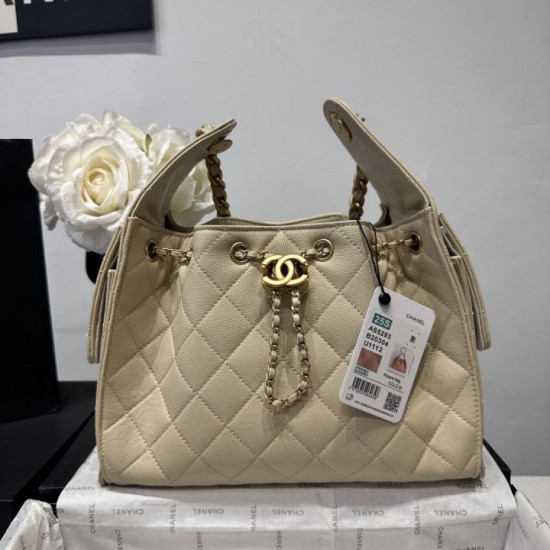 Mirror Quality Replica Chanel Hobo Drawstring Bucket Bag AS5293 Beige Clone