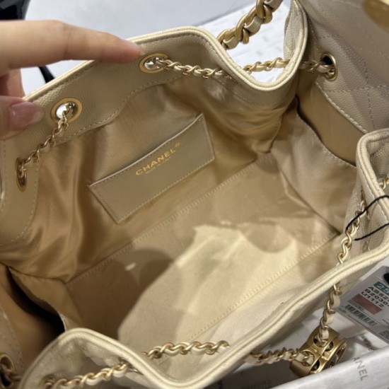 Mirror Quality Replica Chanel Hobo Drawstring Bucket Bag AS5293 Beige Clone