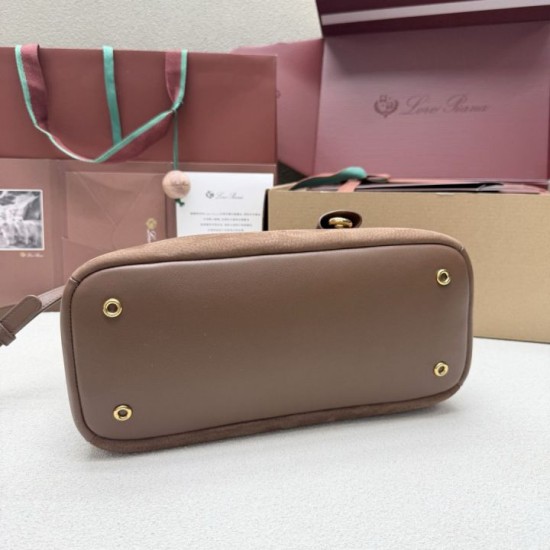 Mirror Quality Replica Loro Piana Small Suede Shoulder Bag Llama Brown Clone