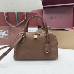 Mirror Quality Replica Loro Piana Small Suede Shoulder Bag Llama Brown Clone