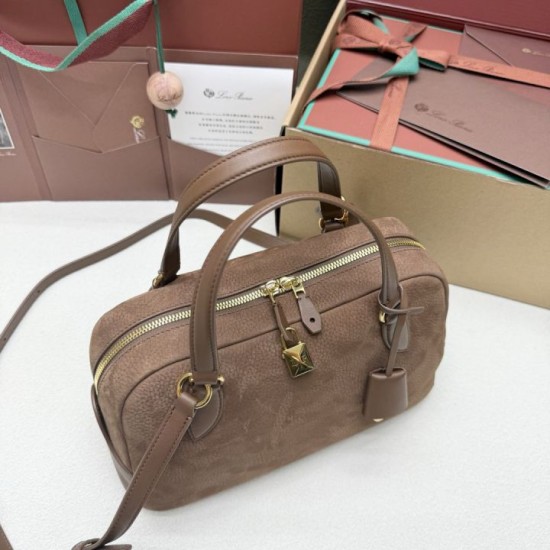 Mirror Quality Replica Loro Piana Small Suede Shoulder Bag Llama Brown Clone