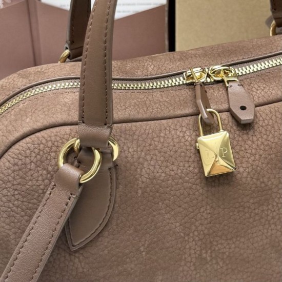 Mirror Quality Replica Loro Piana Small Suede Shoulder Bag Llama Brown Clone