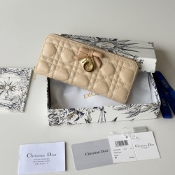 Luxury Replica Dior Lady Dior Voyageur Zip Around Wallet Apricot Knockoff Mirror Quality Replica Dior Lady Dior Voyageur Zip Around Wallet Apricot Clone