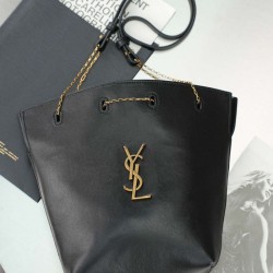 Luxury Replica YSL Saint Laurent Pochon Bucket Bag Black Knockoff Mirror Quality Replica YSL Saint Laurent Pochon Bucket Bag Black Clone