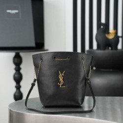 Mirror Quality Replica YSL Saint Laurent Pochon Bucket Bag Black Clone