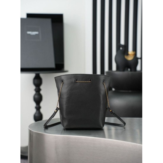 Mirror Quality Replica YSL Saint Laurent Pochon Bucket Bag Black Clone