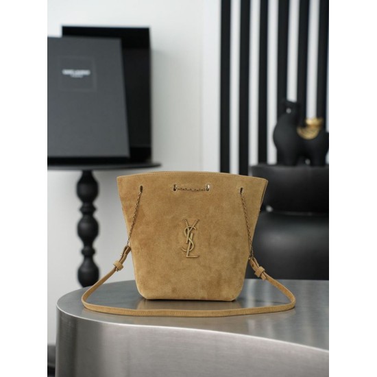 Mirror Quality Replica YSL Saint Laurent Pochon Bucket Bag Brown Clone