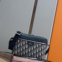 Mirror Quality Replica Dior Rider Shoulder Bag with Oblique Zip Blue Clone