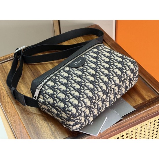 Mirror Quality Replica Dior Rider Shoulder Bag with Oblique Zip Blue Clone