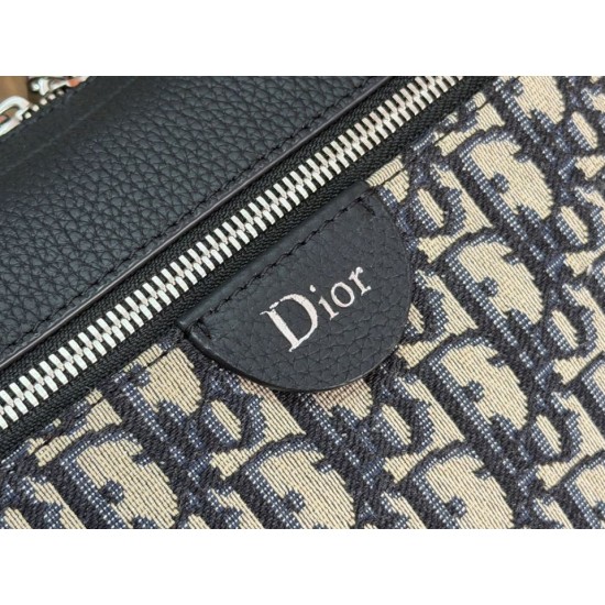 Mirror Quality Replica Dior Rider Shoulder Bag with Oblique Zip Blue Clone