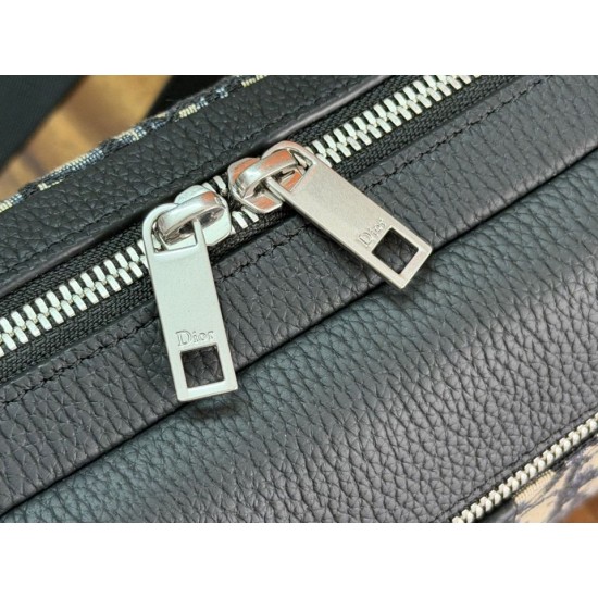 Mirror Quality Replica Dior Rider Shoulder Bag with Oblique Zip Blue Clone