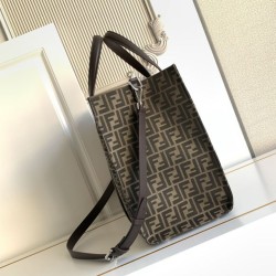 Mirror Quality Replica Fendi FF Jacquard Tote Bag Brown Clone