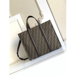 Mirror Quality Replica Fendi FF Jacquard Tote Bag Brown Clone